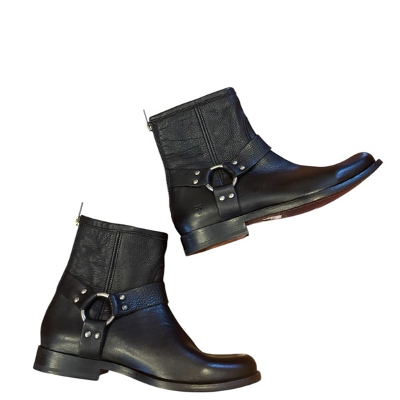 Frye Phillip Harness Short Boots Women's Size 7 Back Zipper Combat Boho Moto - Picture 7 of 12